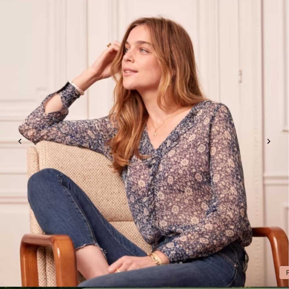 Sezane Capucine Shirt - Floral Navy -  size 34